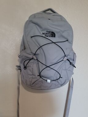 The North Face Light Gray Backpack with Black Accents
